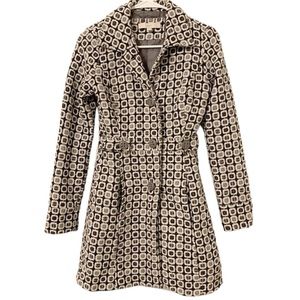 LOFT‎ Geometric Long Sleeve Coat Size Small 60s Retro Preppy